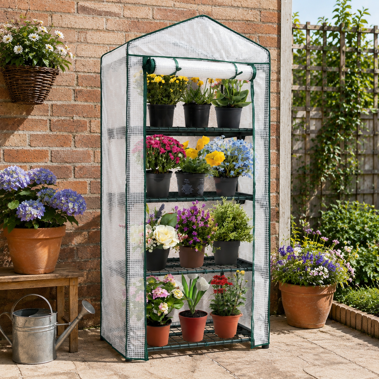 Mini Vertical Garden Greenhouse with White PE Mesh Cover