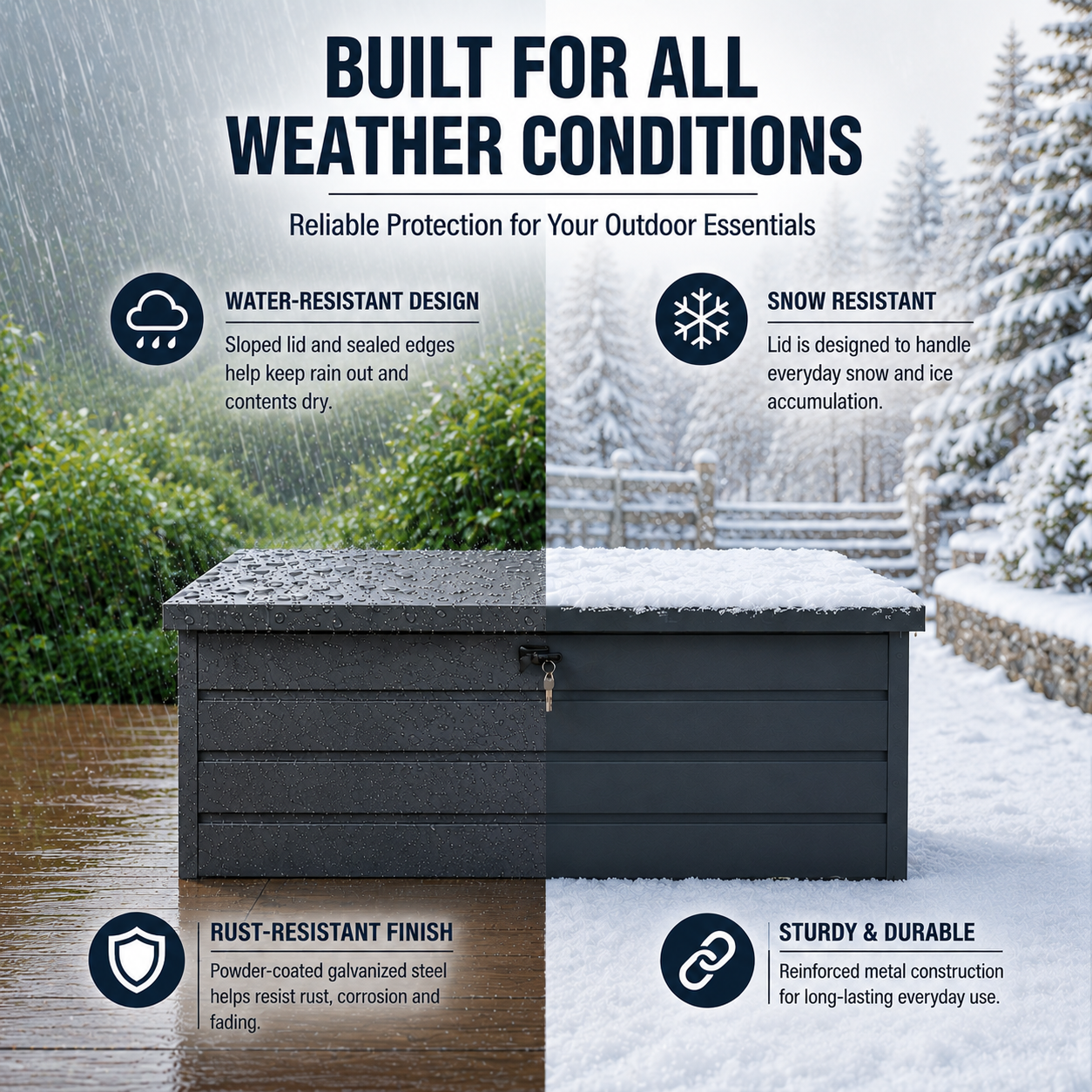 600L Metal Lockable Waterproof Garden Storage Box