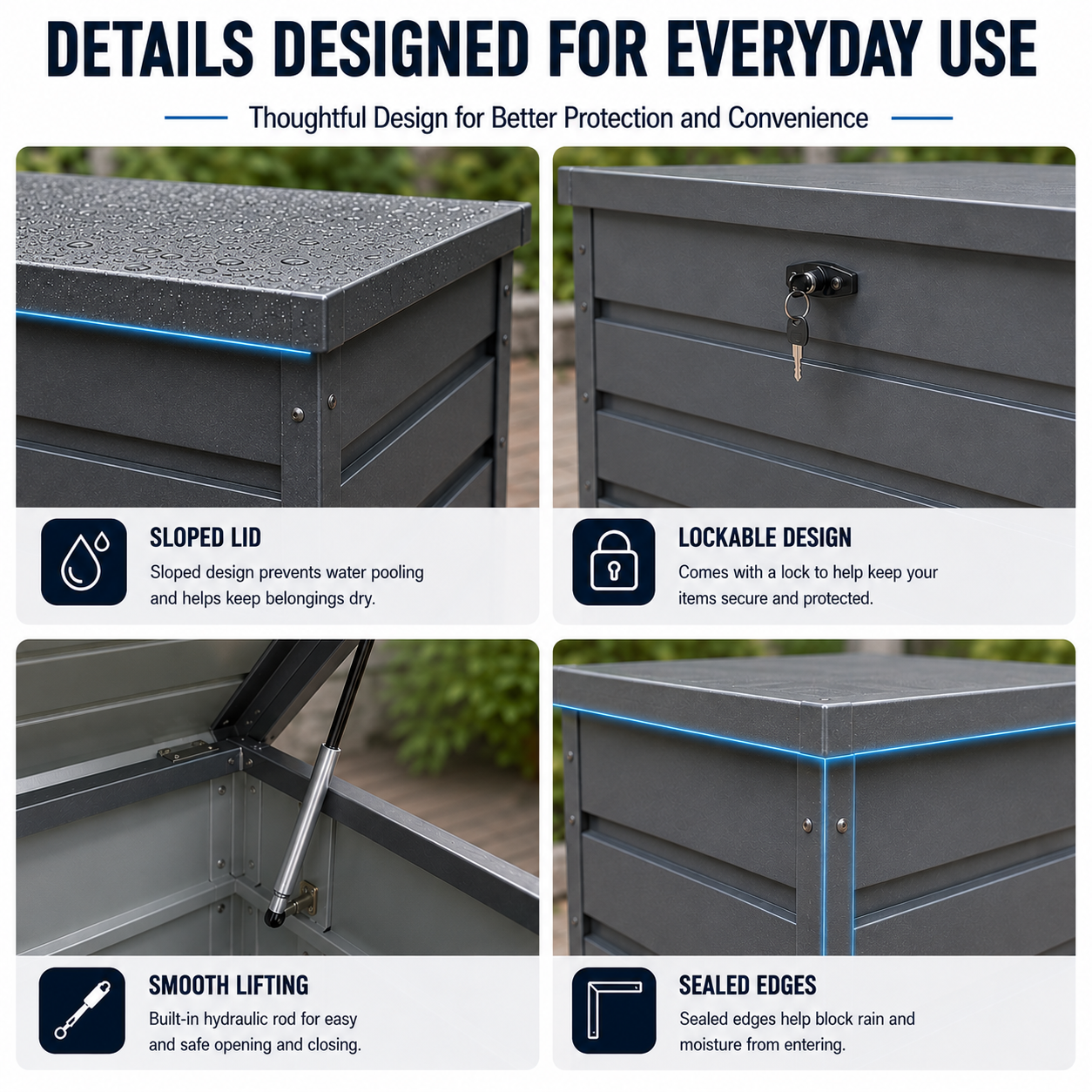 600L Metal Lockable Waterproof Garden Storage Box