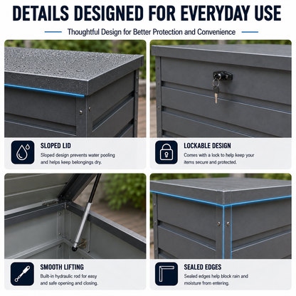 600L Metal Lockable Waterproof Garden Storage Box