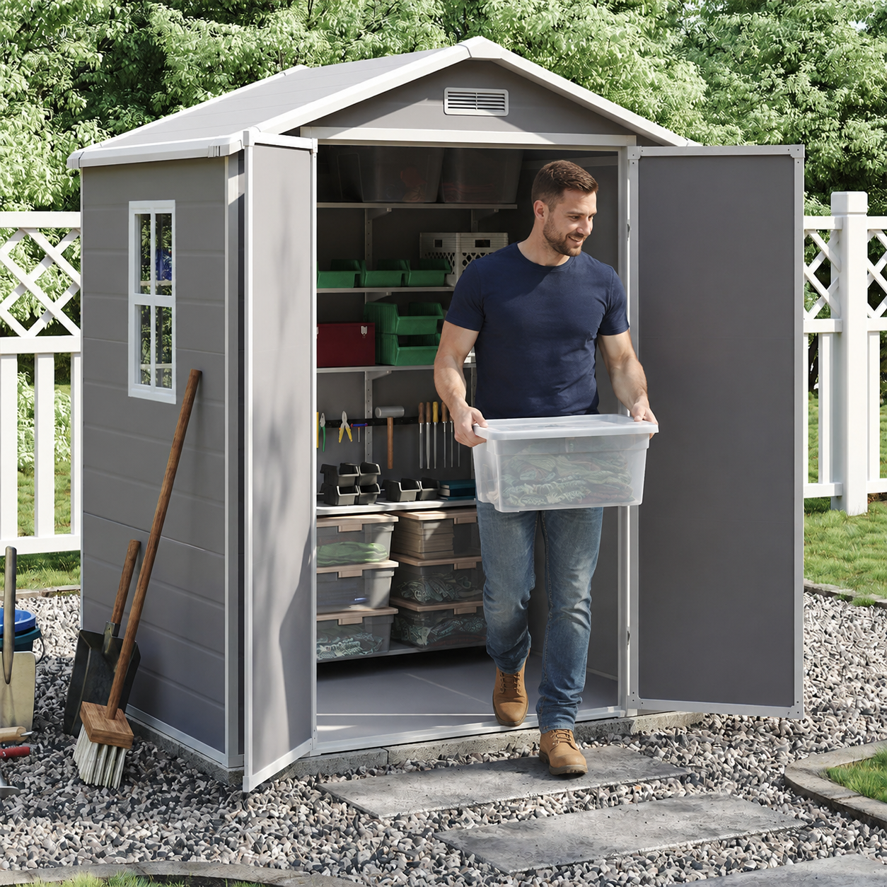 181CM Wide Plastic Garden Storage Shed
