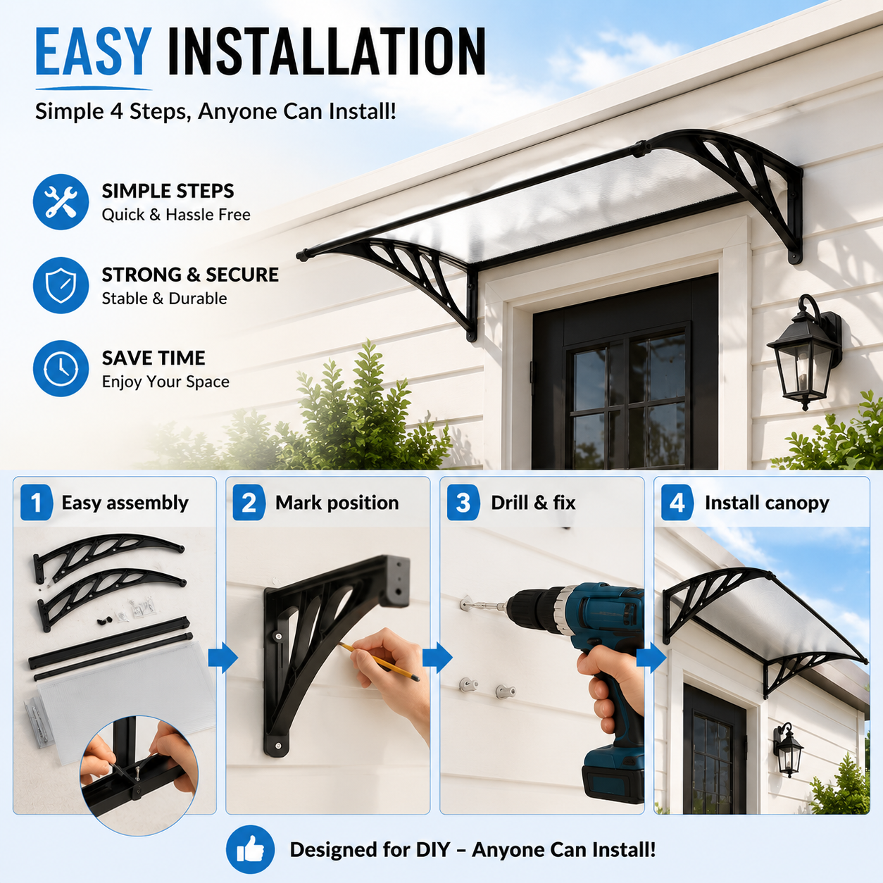 Black Outdoor Curved Shielded Rain Shelter