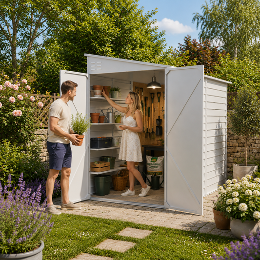Wide Outdoor Lockable Steel Storage Shed