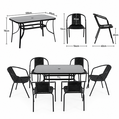 4/6 Chairs with Rectangular Table Garden Dining Set