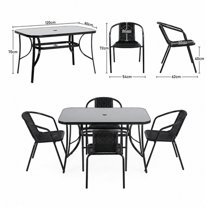 4/6 Chairs with Rectangular Table Garden Dining Set