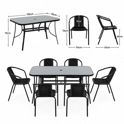 4/6 Chairs with Rectangular Table Garden Dining Set