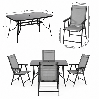 4/6 Chairs with Rectangular Table Garden Dining Set