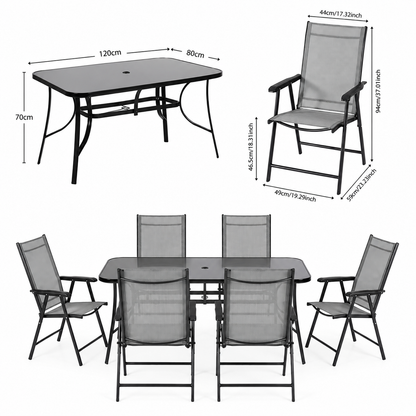4/6 Chairs with Rectangular Table Garden Dining Set