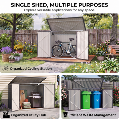 Black/Green/Grey Steel Lockable Garden Bicycle Storage Shed