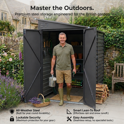 Wide Outdoor Lockable Steel Storage Shed