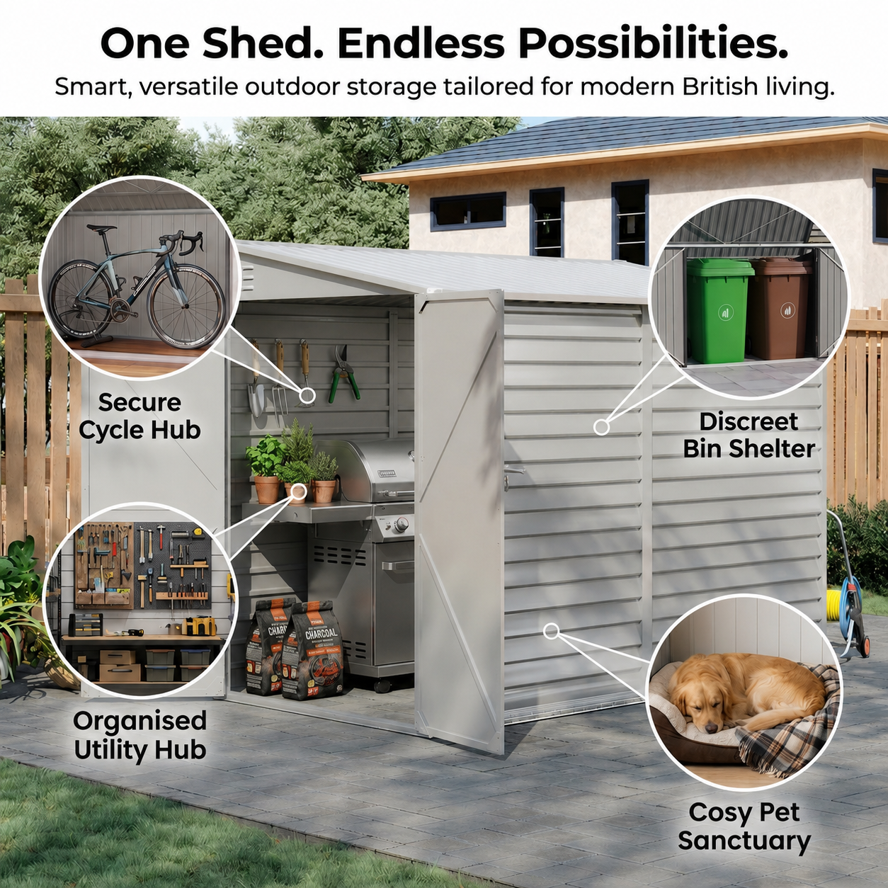 Wide Outdoor Lockable Steel Storage Shed