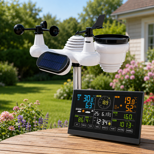 Wifi Colour Digital Weather Station with 7-in-1 Solar-Powered Outdoor Sensor