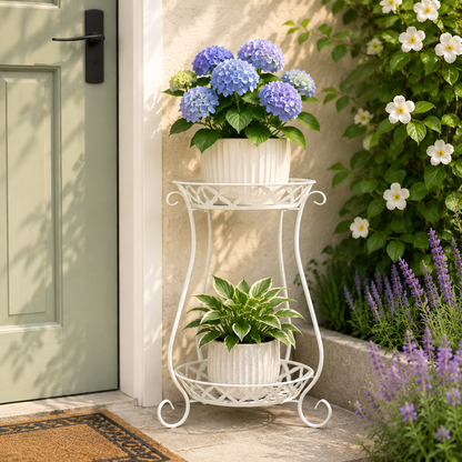 2 Tier Tall Vintage Metal Plant Stand