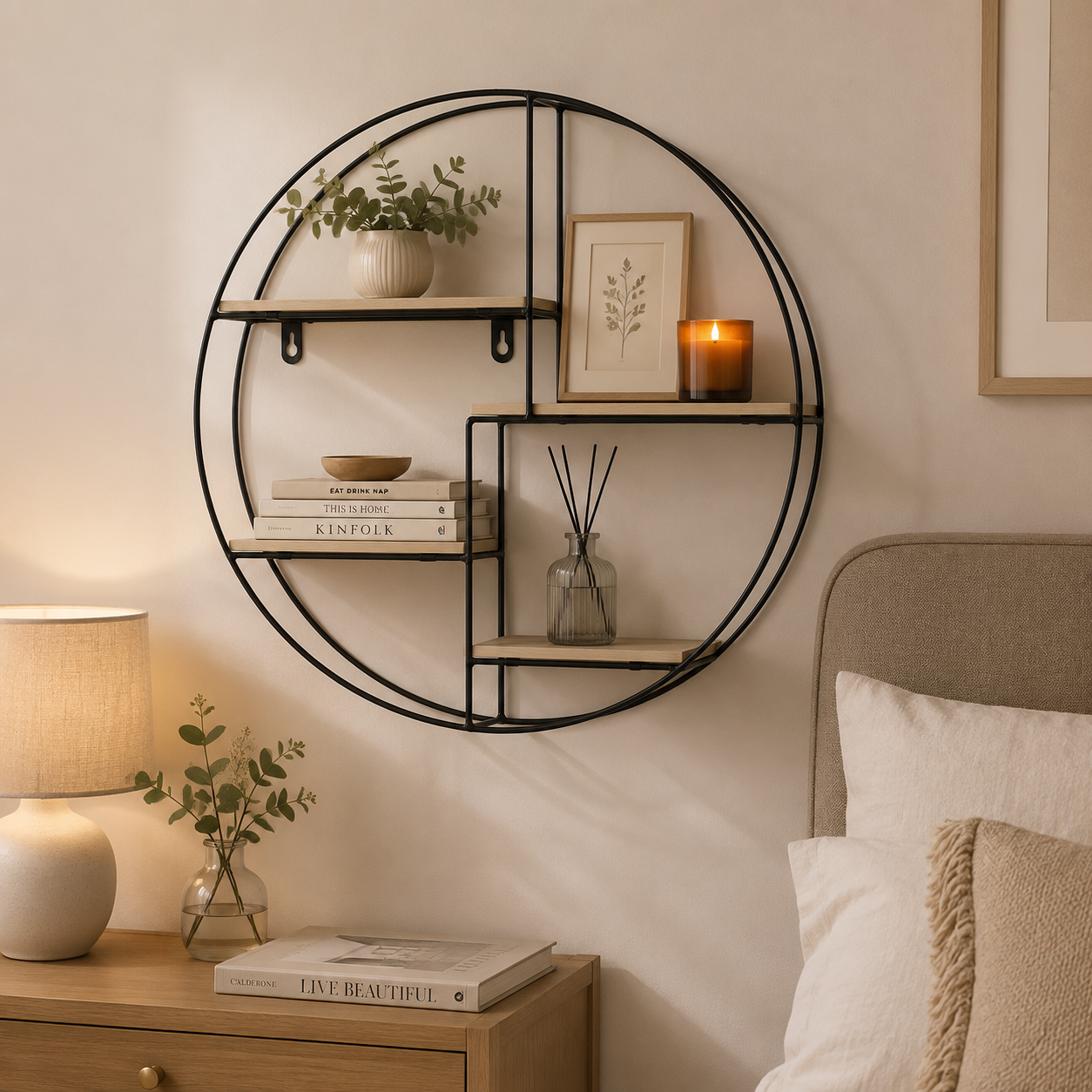 Modern Round Floating Decorative Wall Shelf