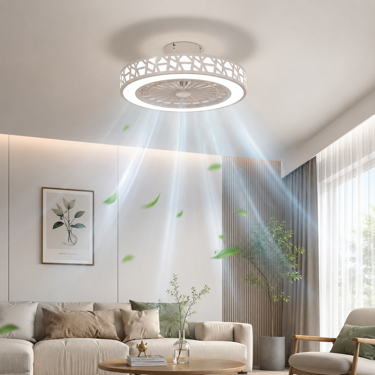 Round Acrylic LED Ceiling Light Fan with Remote Control