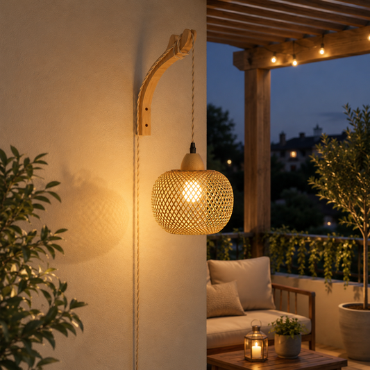 Bamboo Lampshade E27 Wall Light