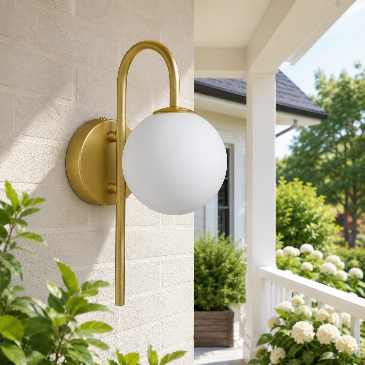 Golden Wall Light with Frosted Glass Shade