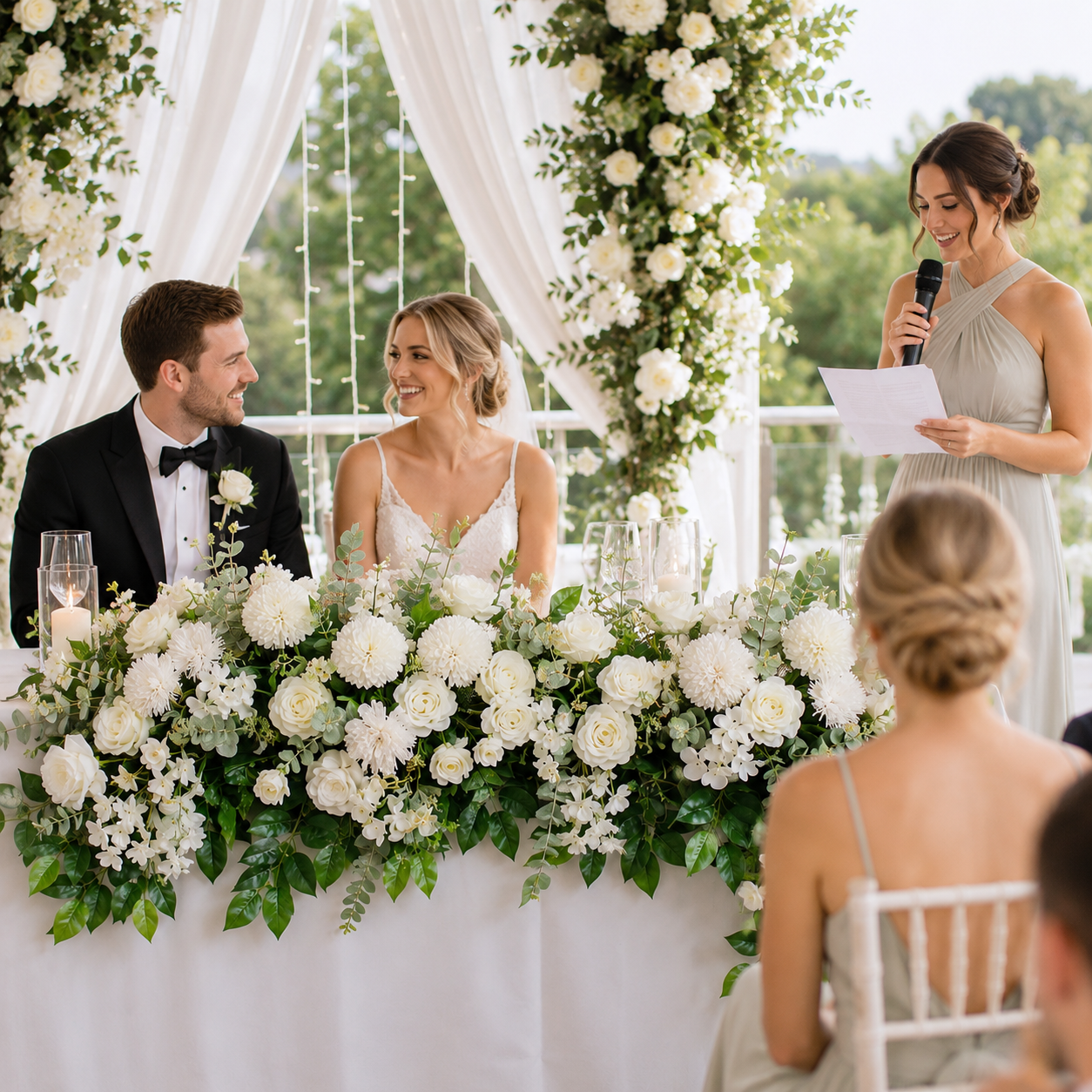 White Rose Floral Row for Wedding Aisle Decor