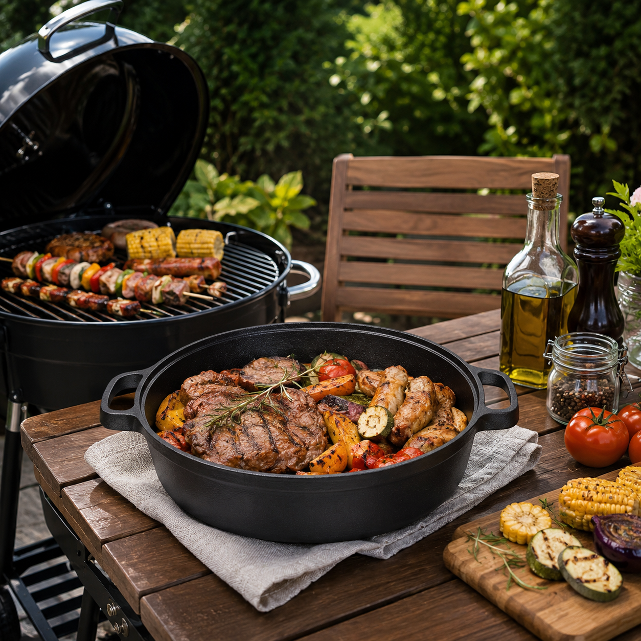 Deep Pre-Seasoned Cast Iron Skillet with Dual Handles