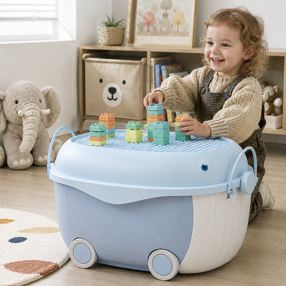 Dolphin-Shaped Toy Storage Box on Wheels