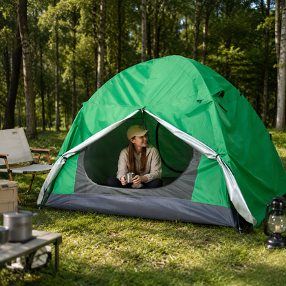 Portable Camping Tent with Detachable Top Cover