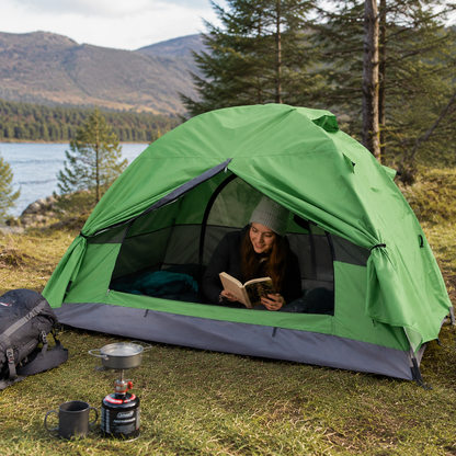 Portable Camping Tent with Detachable Top Cover for 1 Person