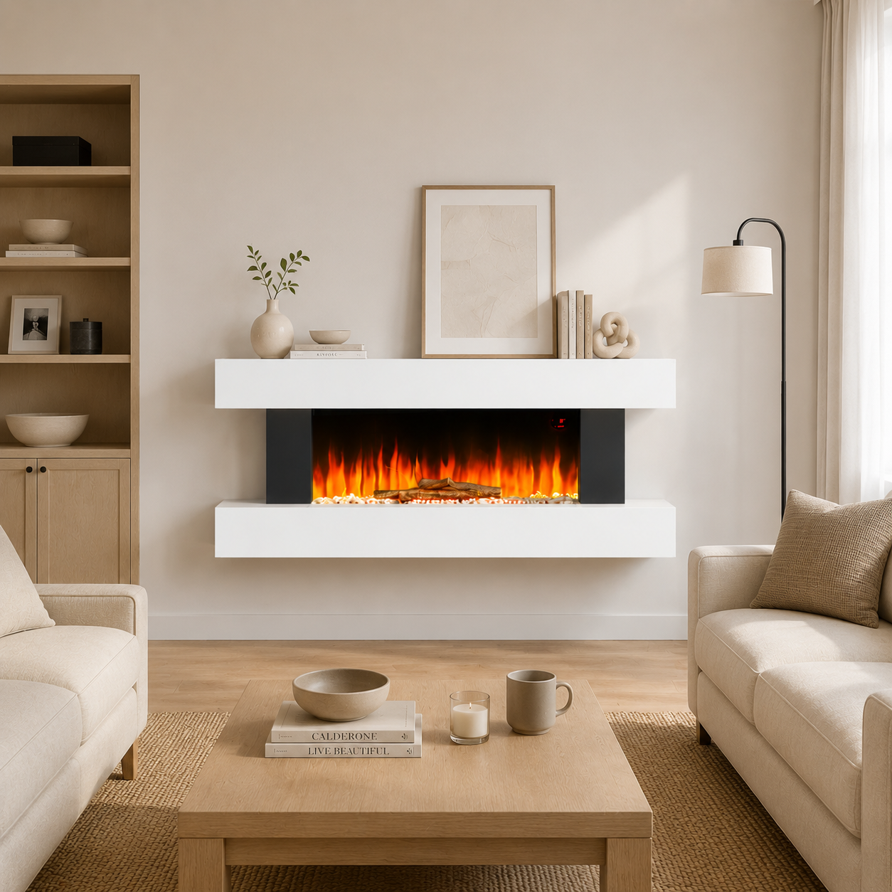 Wall Mounted/Freestanding Electric Fireplace with Mantel