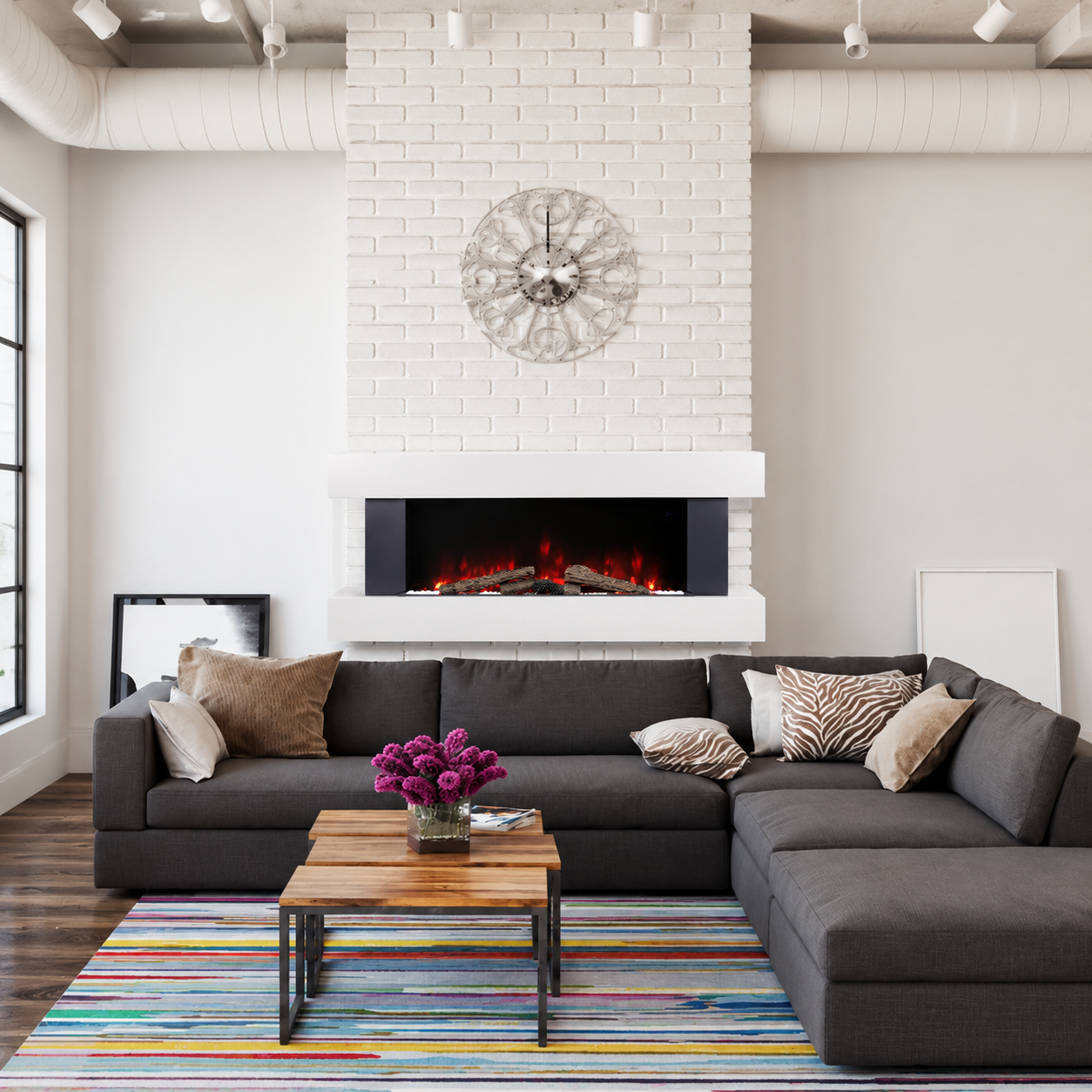 Wall Mounted/Freestanding Electric Fireplace with Mantel