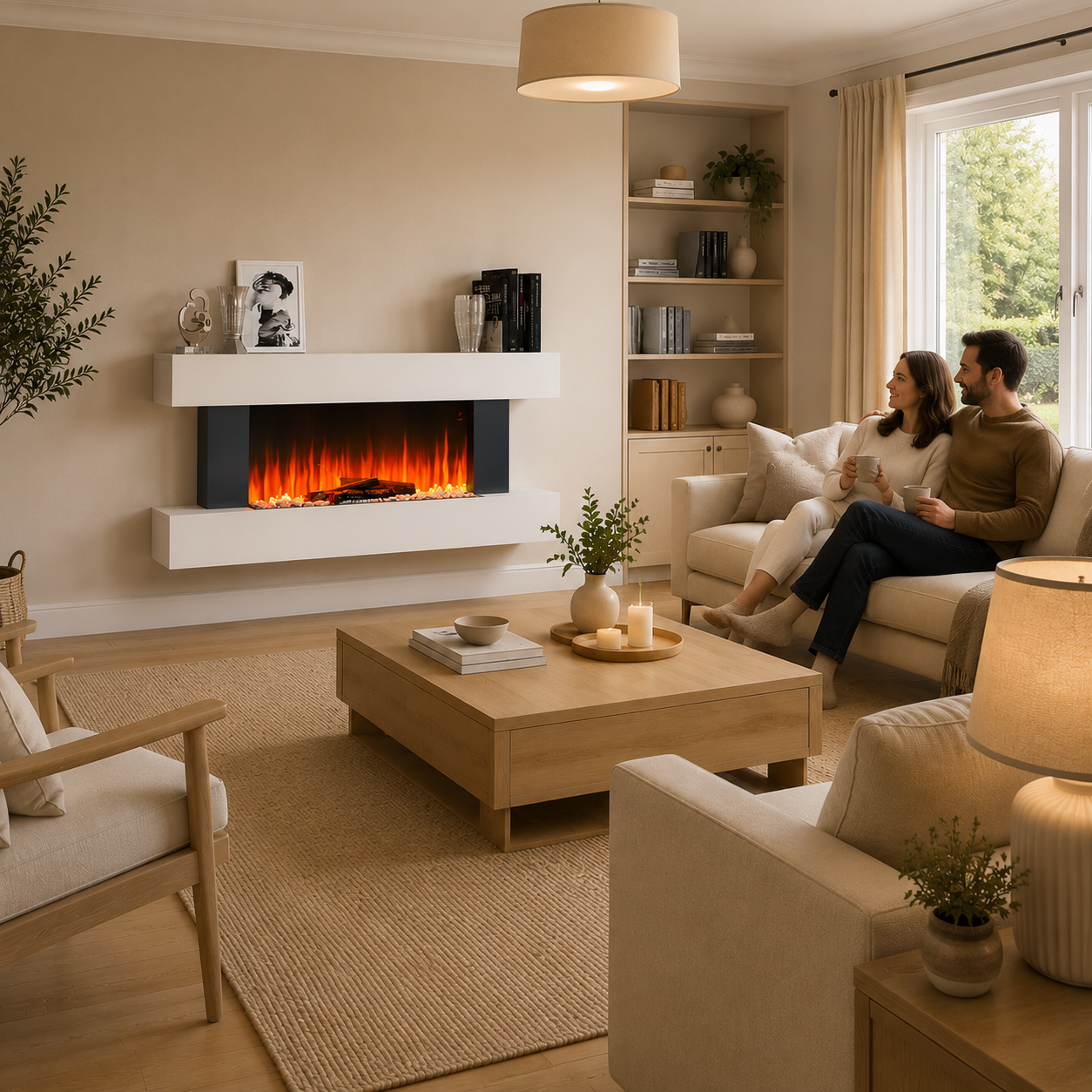 Wall Mounted/Freestanding Electric Fireplace with Mantel