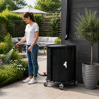Portable Rain Barrel with Castors