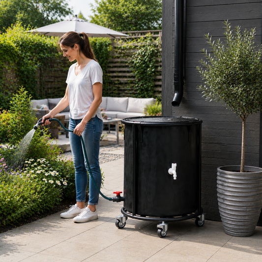 Portable Rain Barrel with Castors