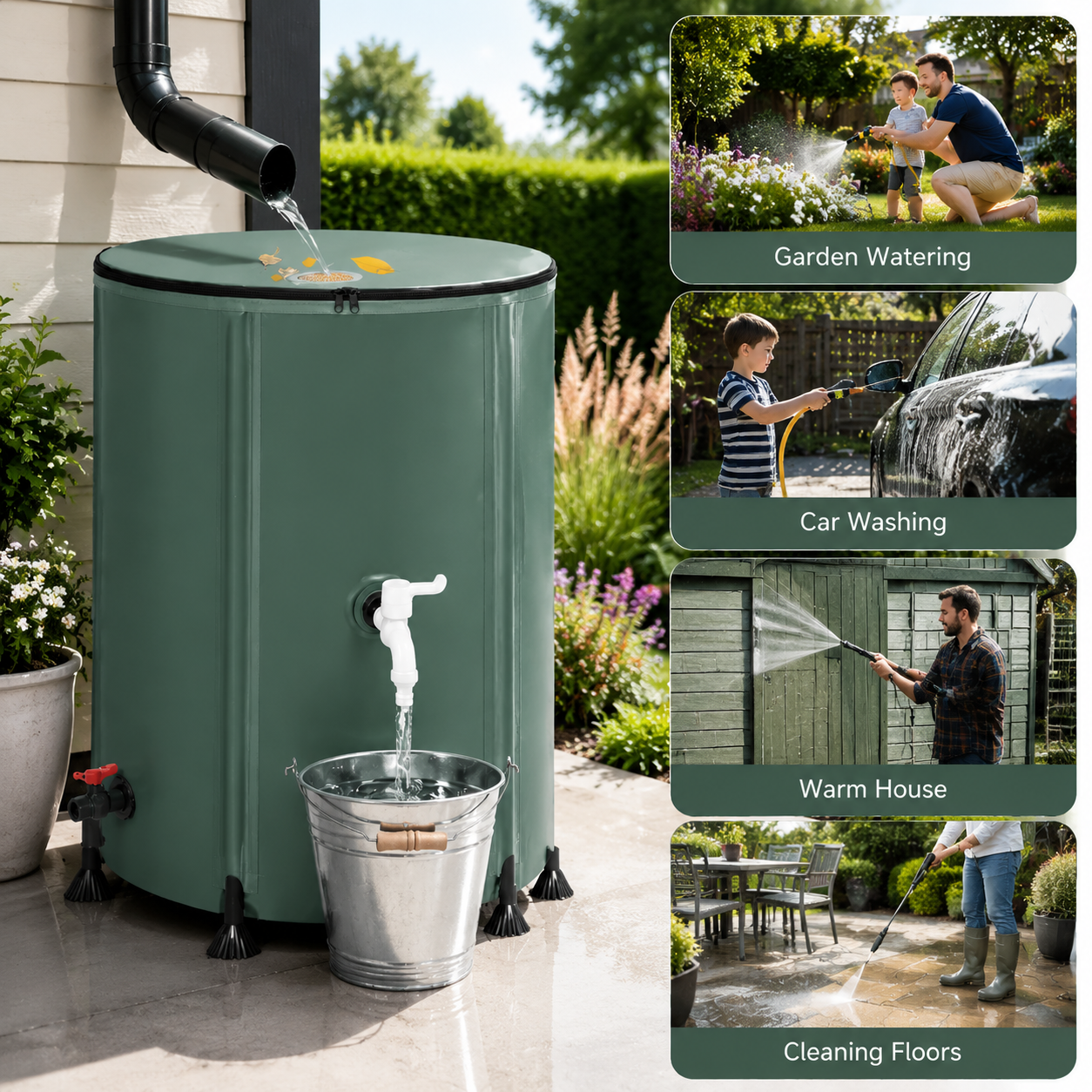 Collapsible Rain Barrel with Filter