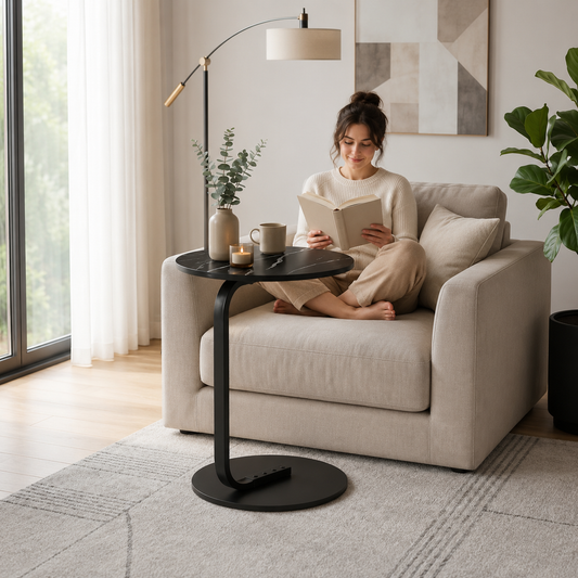 Modern Minimalist C-Shaped Side Table