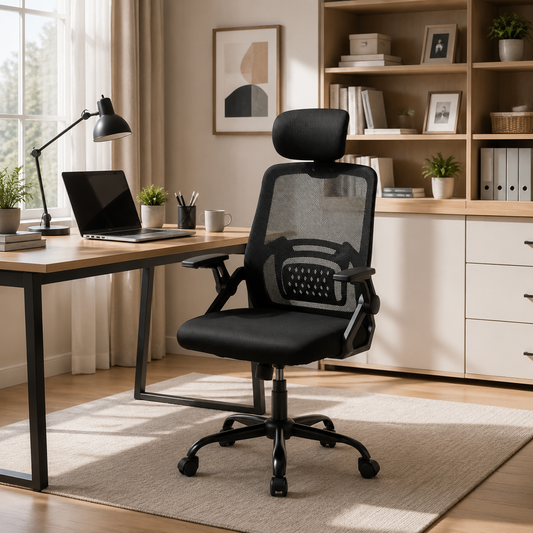Ergonomic Mesh Office Chair with Adjustable Headrest & 15° Tilt Recline