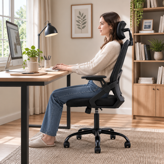 Ergonomic Mesh Office Chair with Adjustable Headrest & 15° Tilt Recline