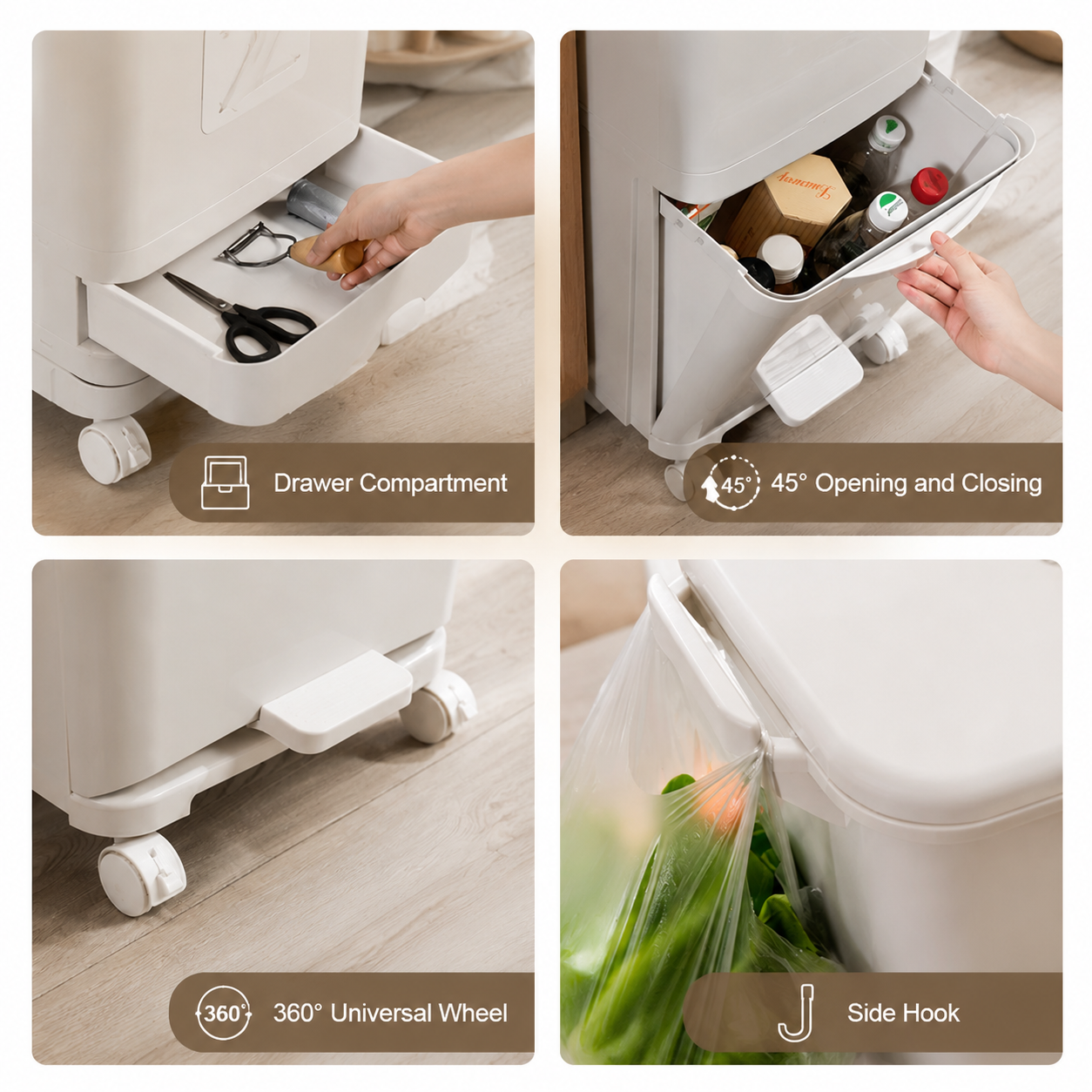 White Rubbish Dustbin Recycling Bin Rubbish Trash Home Kitchen