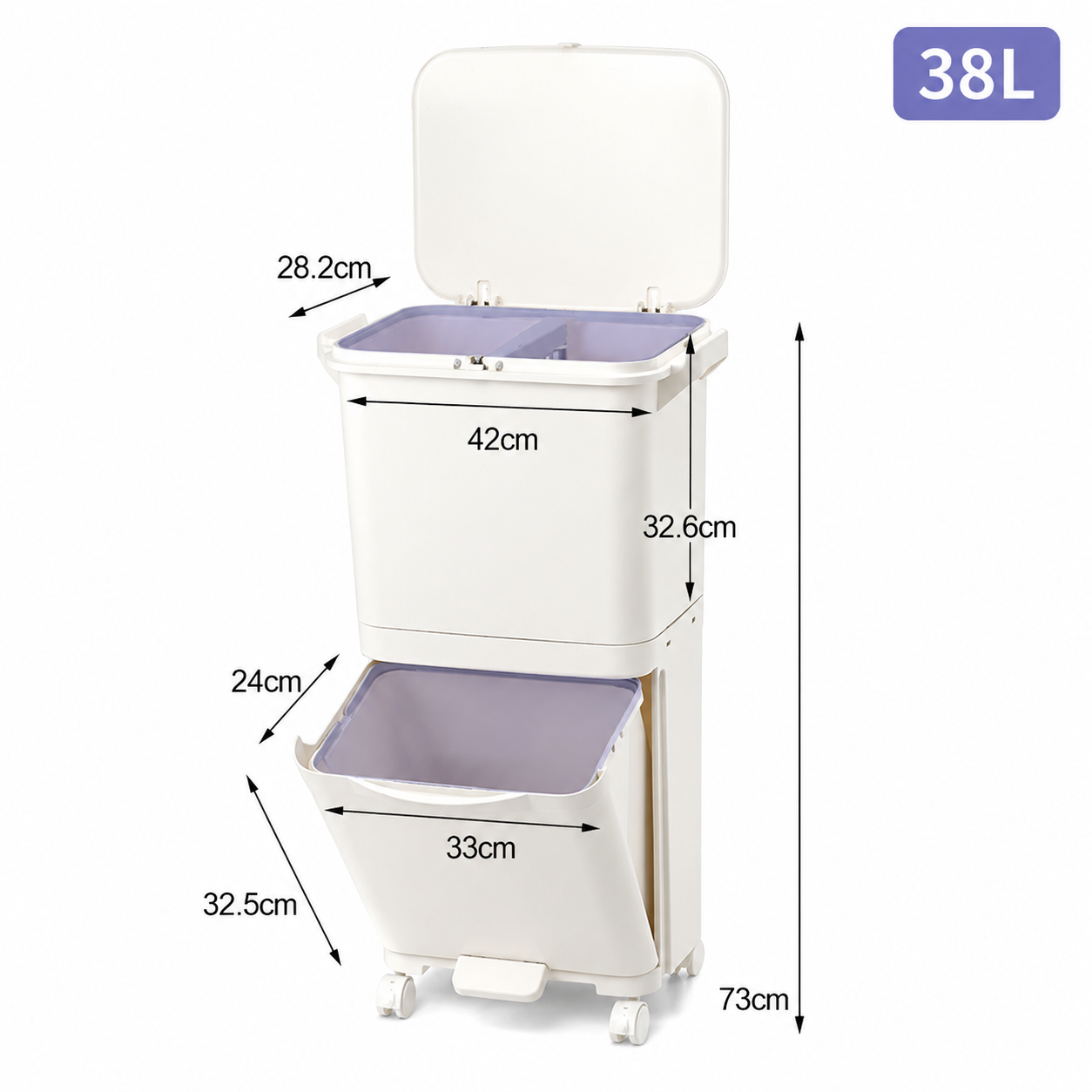 White Rubbish Dustbin Recycling Bin Rubbish Trash Home Kitchen