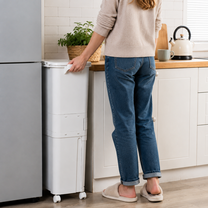 White Rubbish Dustbin Recycling Bin Rubbish Trash Home Kitchen