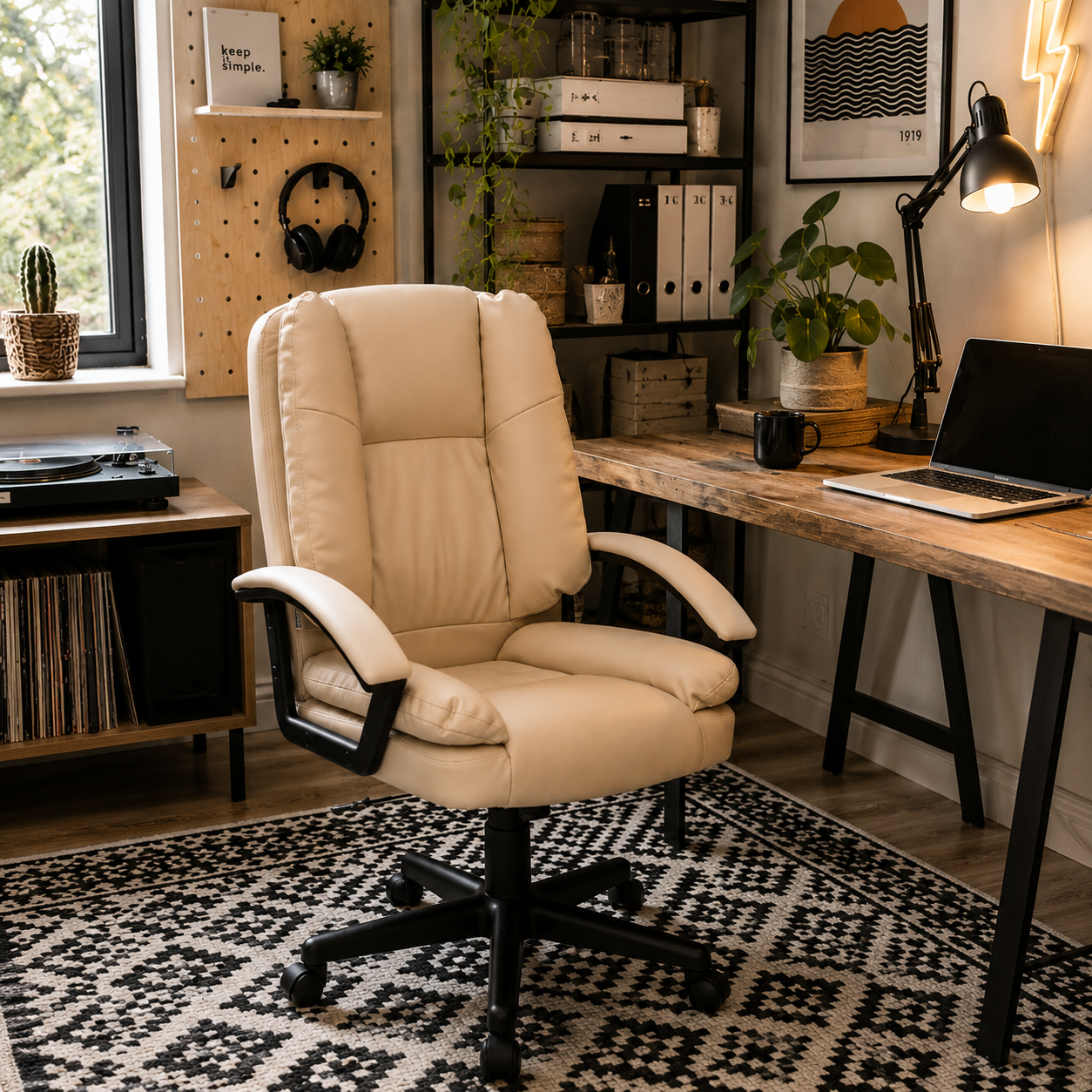 Height-Adjustable Reclining Office Chair