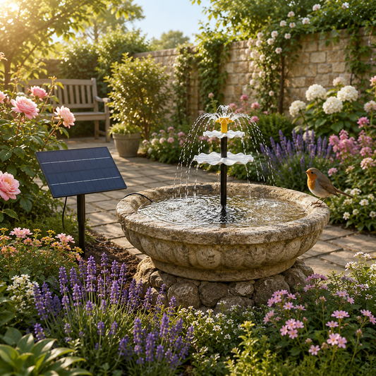 4W Solar Fountain Pump with Adjustable Solar Panel & 6 Nozzles