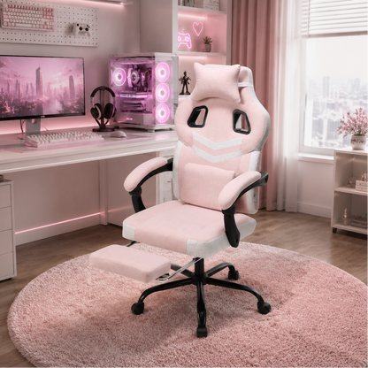 Height-Adjustable Ergonomic Reclining Gaming Chair with Massage Lumbar Support & Footrest