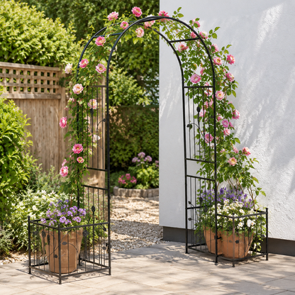 200cm Garden Arch with Planter Boxes