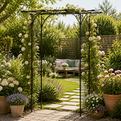 Black Metal Garden Arch Trellis
