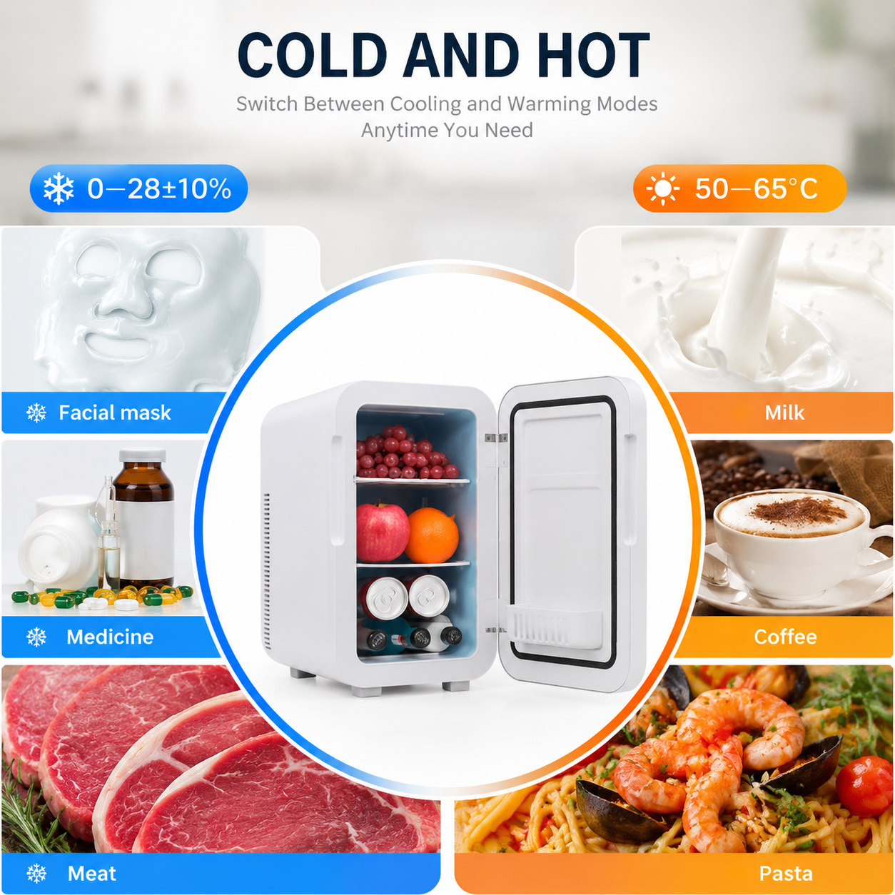 16L Dual-Use Mini Refrigerator with Glass Door
