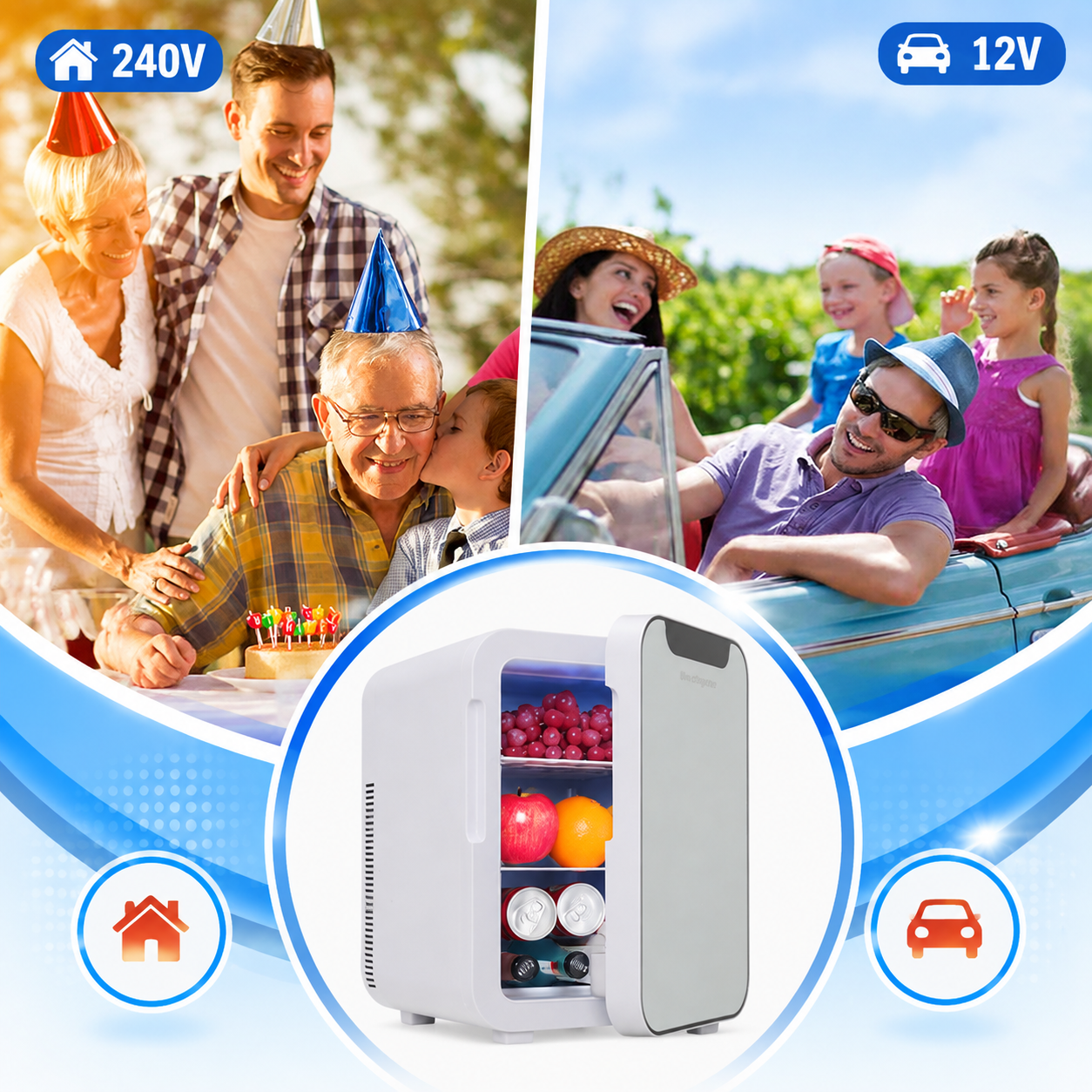 16L Dual-Use Mini Refrigerator with Glass Door
