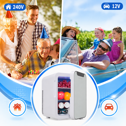 16L Dual-Use Mini Refrigerator with Glass Door