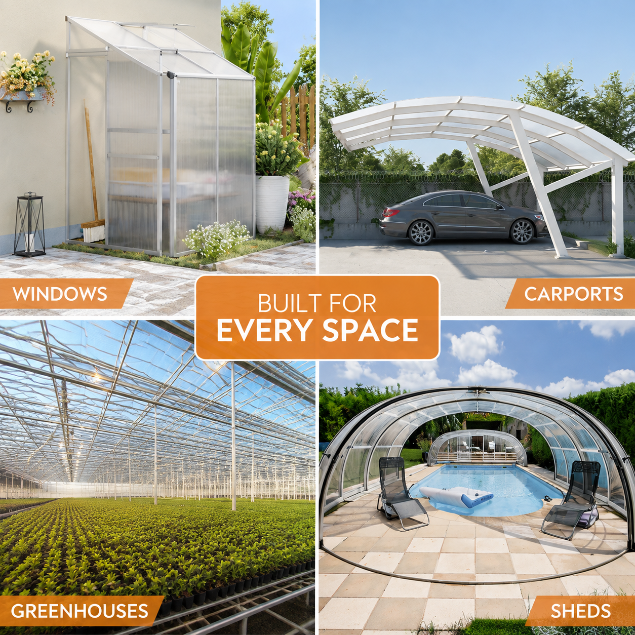 Set of 6 PC Twinwall Roofing Sheet Greenhouse Cover Glazed Panels