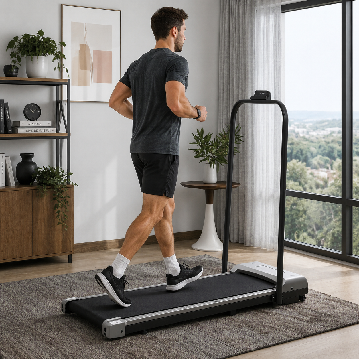 Remote Control Fitness Treadmill Walking Jogging Machine with Handrail