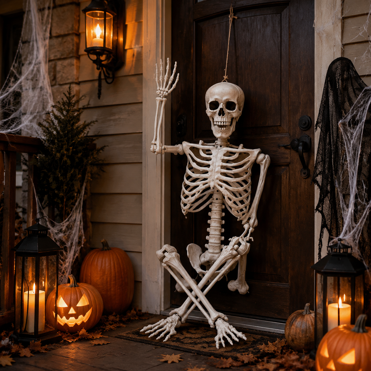 Poseable Skeleton Props for Halloween Party Decoration