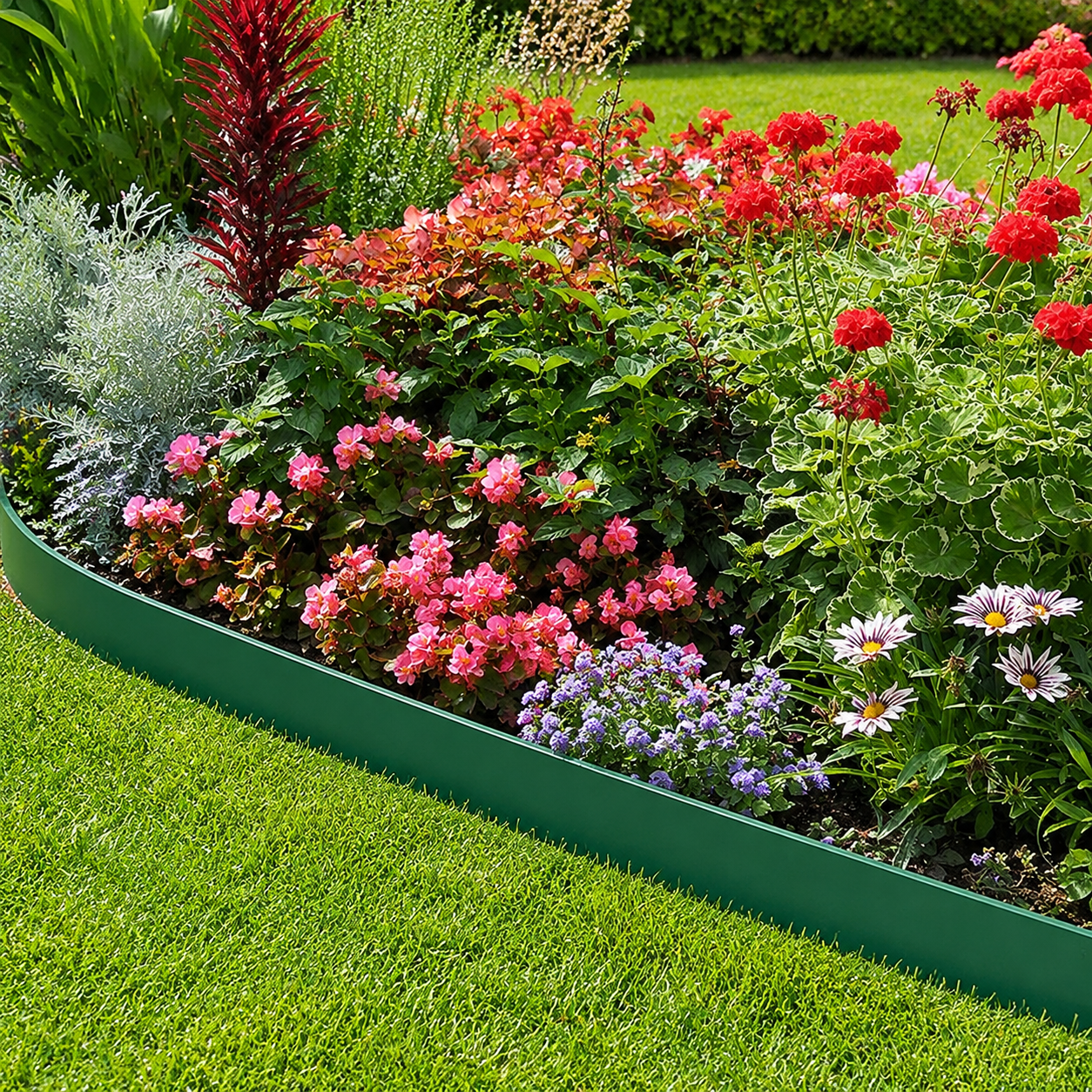 No-Dig L-Shaped Garden Edging with 30 Ground Pegs
